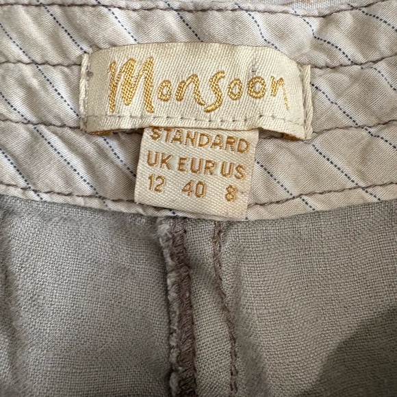 Monsoon 100% linen cargo jogger size 8 zipper and drawstring - Picture 11 of 12